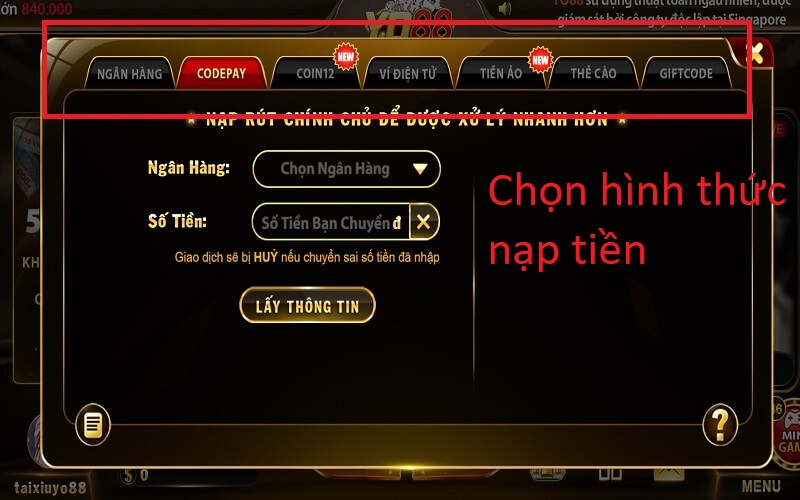 Hình thức nạp tiền Yo88