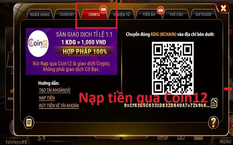 Nạp tiền Coin12 Yo88